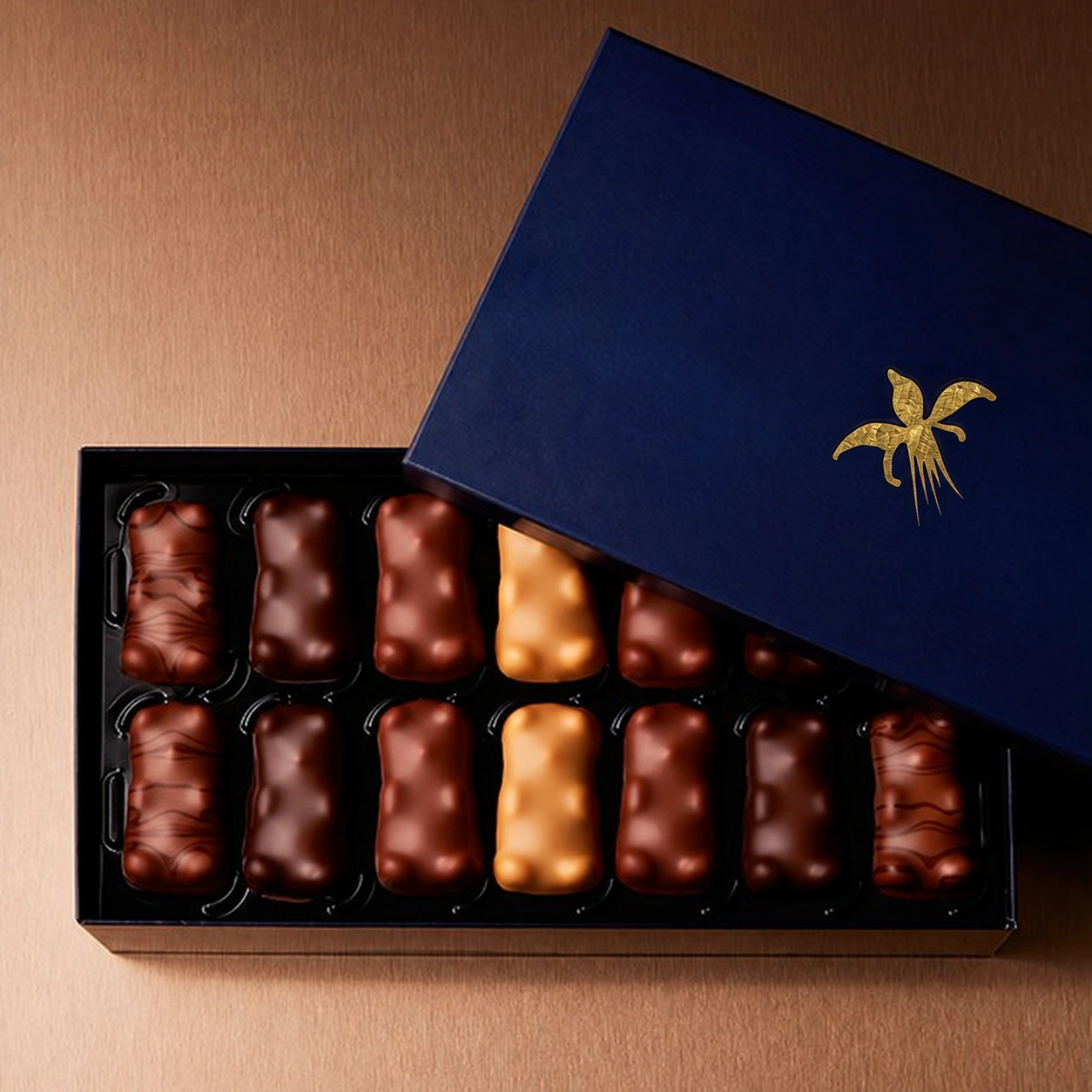 Coffret de chocolats Maison Rosalie ouvert
